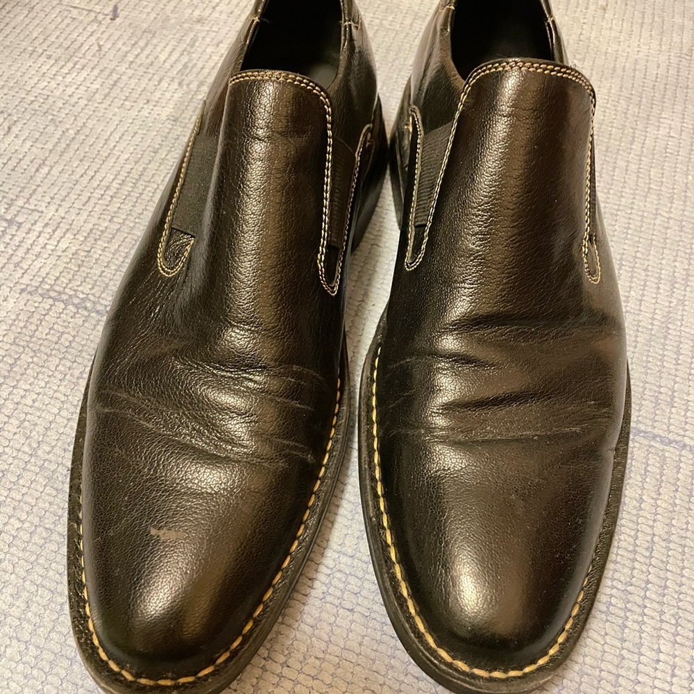 Men's Black Leather Cole Haan Slip-On Shoes 9.5